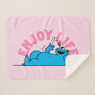 Manta Sherpa Barrio Sésamo Cookie Monster Disfrutar la vida