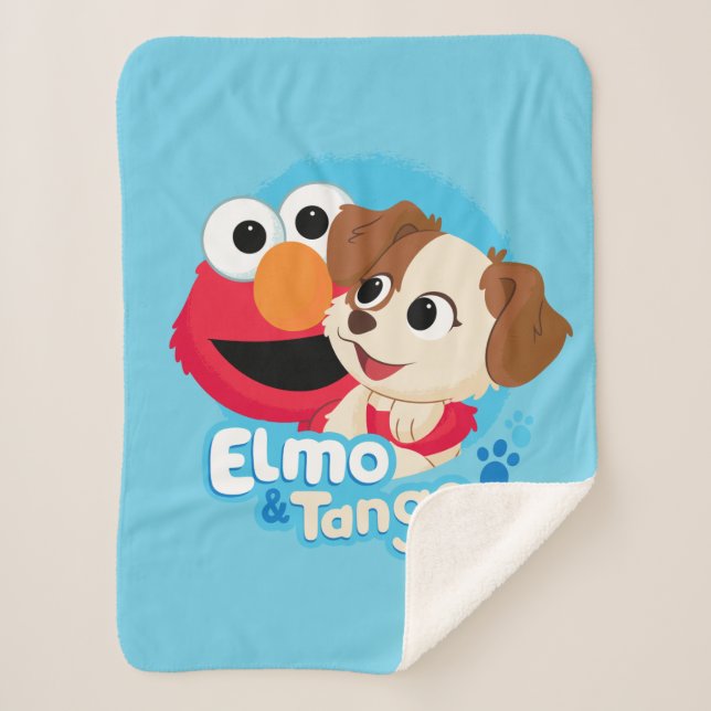 Manta Sherpa Barrio Sésamo | Insignia Elmo y Tango (Anverso)