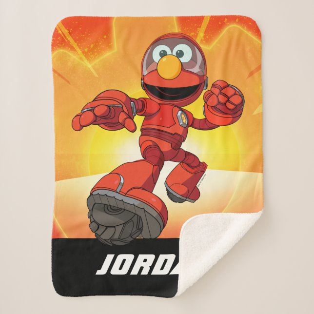 Manta Sherpa Barrio Sésamo | Mecha Builders Elmo | Añadir nombr (Anverso)