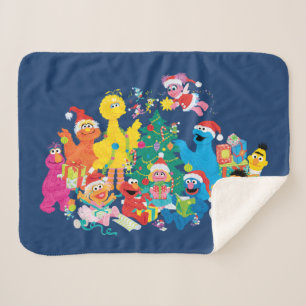 Manta Sherpa Barrio Sésamo   Navidades con toda la pandilla