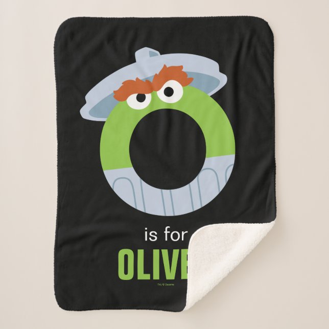 Manta Sherpa Barrio Sésamo | O es para Oscar (Anverso)