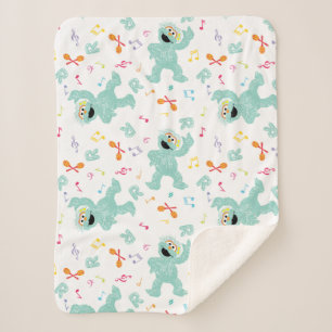 Manta Sherpa Barrio Sésamo Patrón de gribble de música de Ros