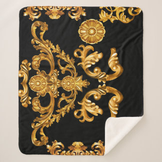 Manta Sherpa Barroco dorado, elementos ornamentales.