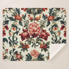 Manta Sherpa Barroco italiano. Flores y hojas de moda