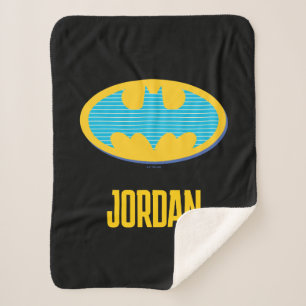 Manta Sherpa Batman   Símbolo de franjas cian