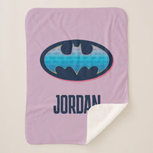 Manta Sherpa Batman   Símbolo rosa y azul