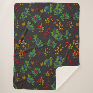 Manta Sherpa Bayas otoñales sobre marrón chocolate