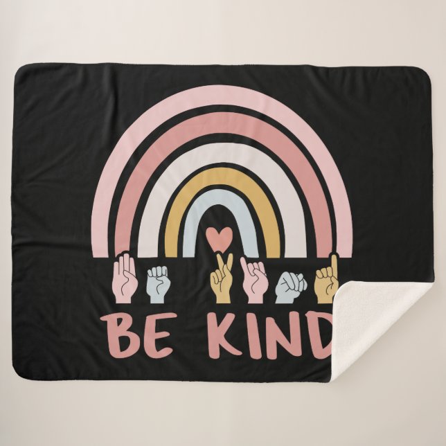 Manta Sherpa Be Kind ASL III - Lenguaje Rótulo americano (Anverso (horizontal))