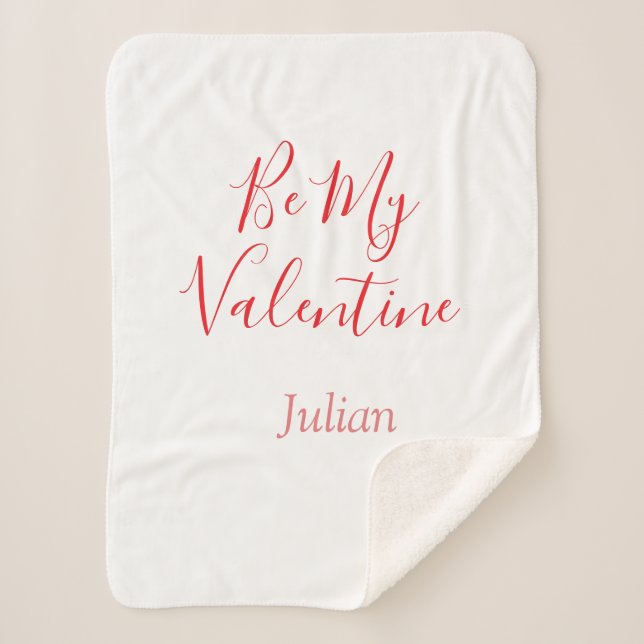 Manta Sherpa Be my valentine red name elegant love couple  (Anverso)
