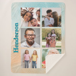 Manta Sherpa Beachy Vibes Custom Photo and Family Name