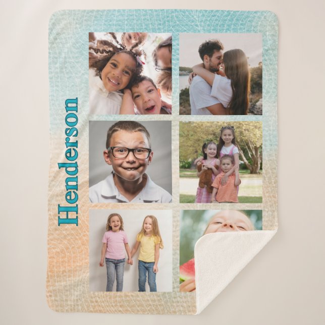 Manta Sherpa Beachy Vibes Custom Photo and Family Name (Anverso)