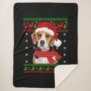 Manta Sherpa Beagle Dog Navidades suéteres feos Perros Perros
