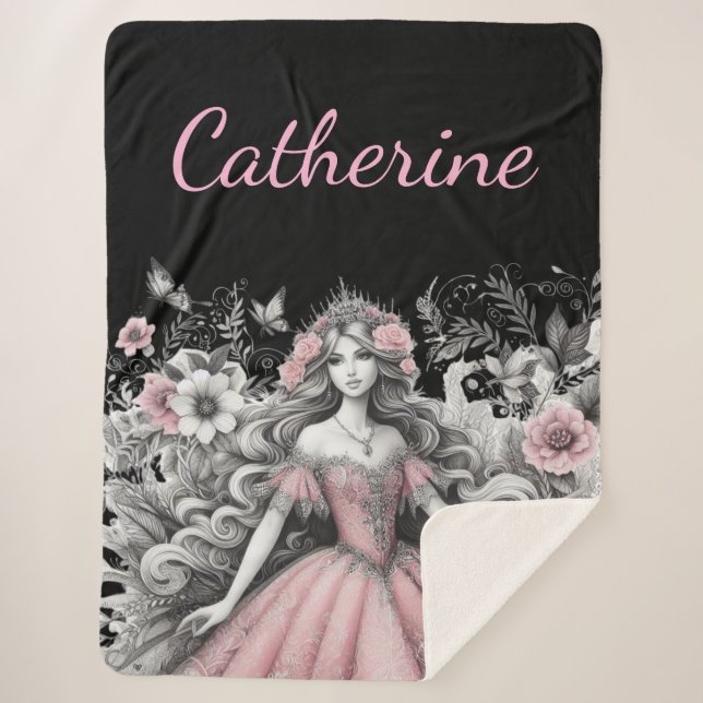 Manta Sherpa beautiful princess queen birthday Sherpa Blanket (Anverso)