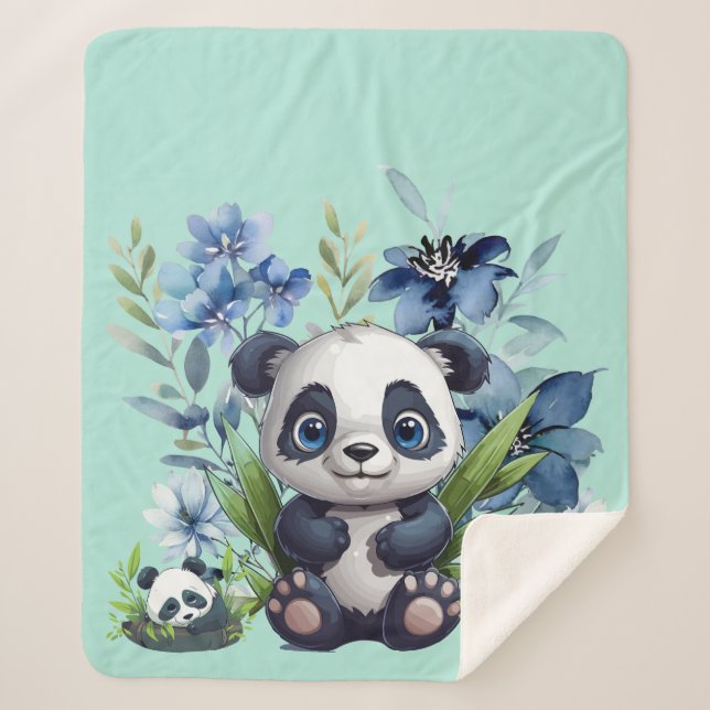 Manta Sherpa Bebé Cute Panda (Anverso)
