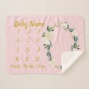 Manta Sherpa Bebé de oro rosa personalizado