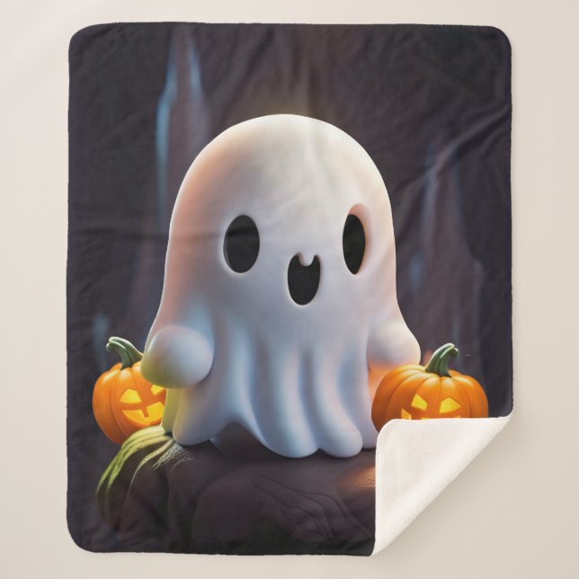 Manta Sherpa Bebé Fantasma Típico personaje de Halloween (Anverso)