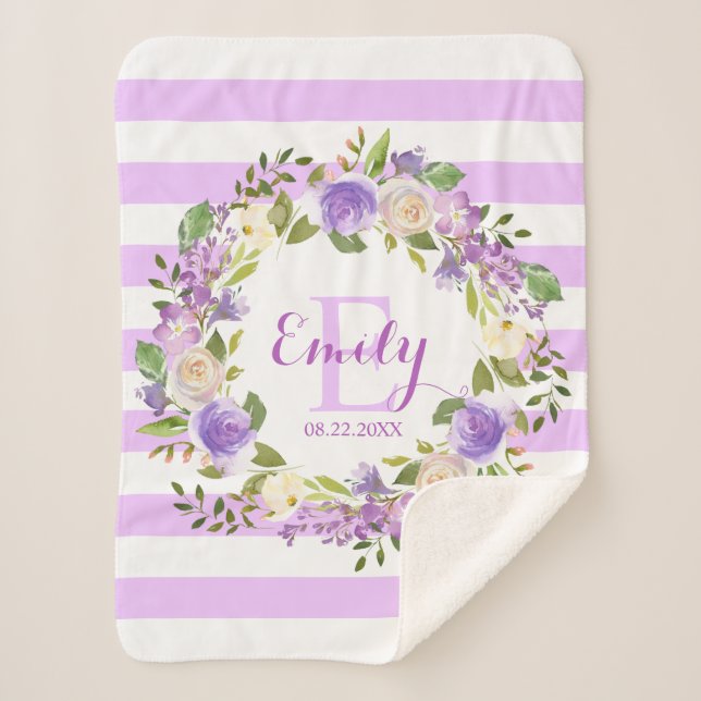 Manta Sherpa Bebé floral del cuarto de niños del chica de las (Anverso)