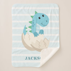 Manta Sherpa Bebé lindo del dinosaurio personalizado