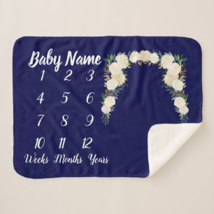 Manta Sherpa Bebé Milestone Blanket Regalo Neutral Personaliza