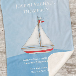 Manta Sherpa Bebé Niño Azul Acuarela Marítimo Océano Náutico