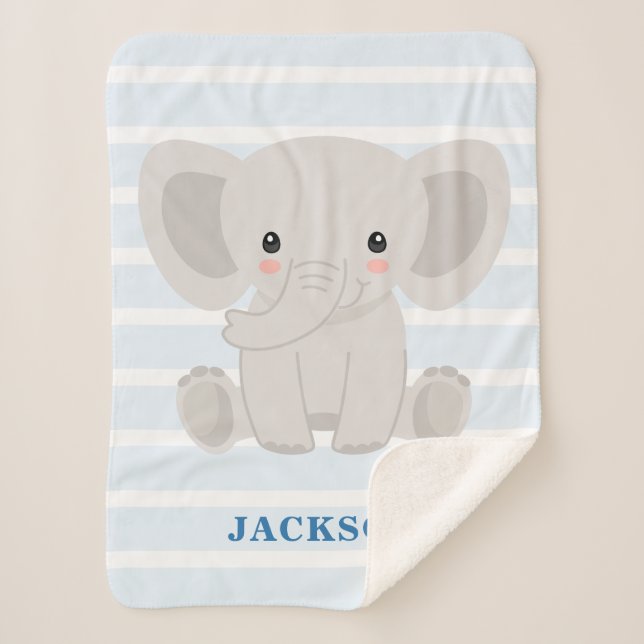 Manta Sherpa Bebé personalizado elefante lindo (Anverso)