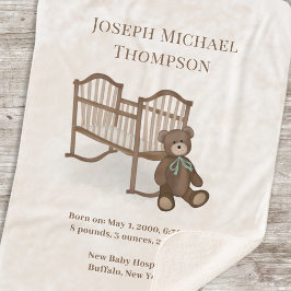 Manta Sherpa Bebés ventilado lindo Personalizado Teddy Bear Nur