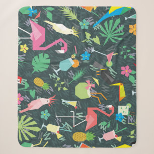 Manta Sherpa Bebidas De Aves Tropicales: Vibrantes Sin Mar.