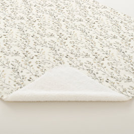 Manta Sherpa Beige Crema Gris Marrón Hojas Botánicas Neutro