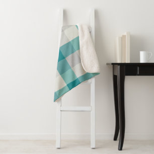 Manta Sherpa Beige gris turquesa rugoso y dorado