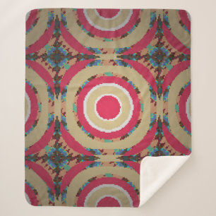 Manta Sherpa Beige, rosa y azul. Ornamento abstracto. H