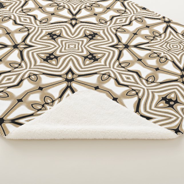 Manta Sherpa Beige Taupe Marrón Blanco Negro Tribu arte (3/4)