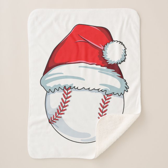 Manta Sherpa Béisbol Para Niños Hombres Ball Santa Pajama (Anverso)