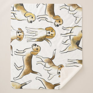 Manta Sherpa Belleza Beagle: Patrón de perro acuarela