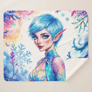 Manta Sherpa Belleza elfo de invierno encantado helado arte rei