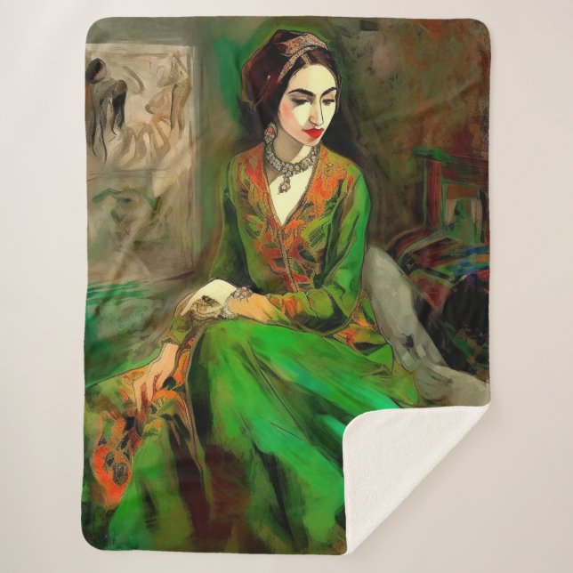 Manta Sherpa Belleza en verde (Anverso)