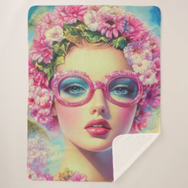 Manta Sherpa Belleza tropical retro