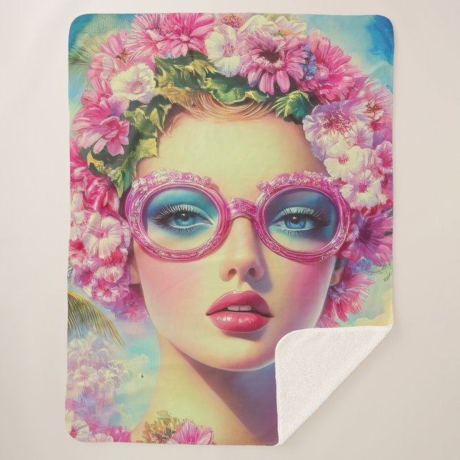 Manta Sherpa Belleza tropical retro (Anverso)