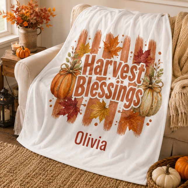 Manta Sherpa Bendiciones de la Cosecha Otoño Personalizado  (Subido por el creador)