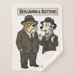 Manta Sherpa Benjamin and buttons detective duo fleece blanket