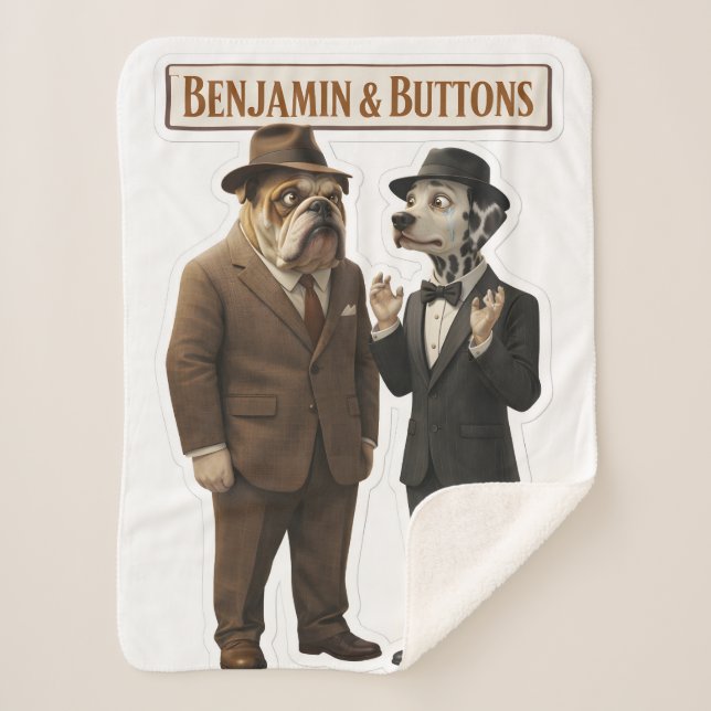 Manta Sherpa Benjamin and buttons detective duo fleece blanket (Anverso)