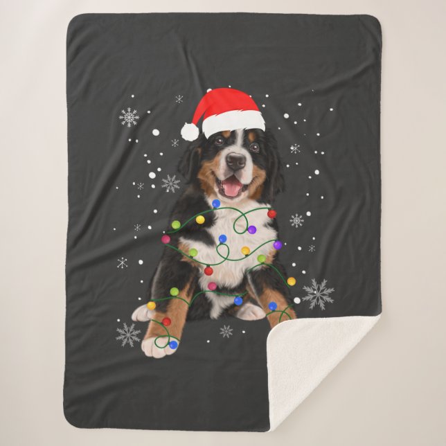 Manta Sherpa Bernese Mountain Dog ilumina a Navidades coincidie (Anverso)