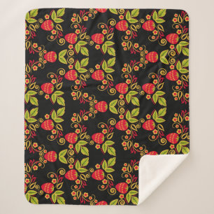 Manta Sherpa Berries rusas de Khokhloma: Estilo tradicional