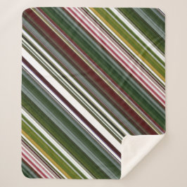 Manta Sherpa Berry Bush Green and Red Stripe