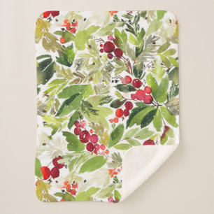 Manta Sherpa Berry y acuarela verde
