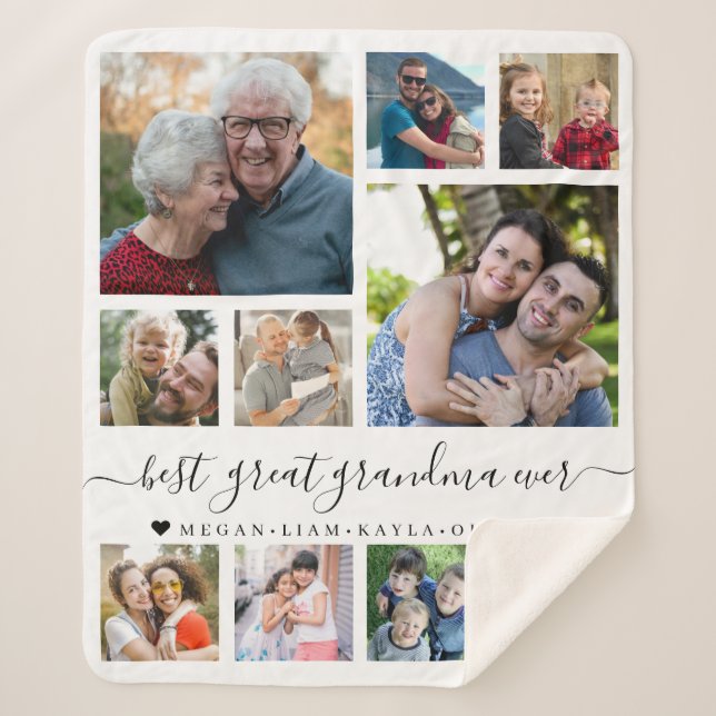Manta Sherpa Best Great Grandma Ever 10 Photo Collage  (Anverso)