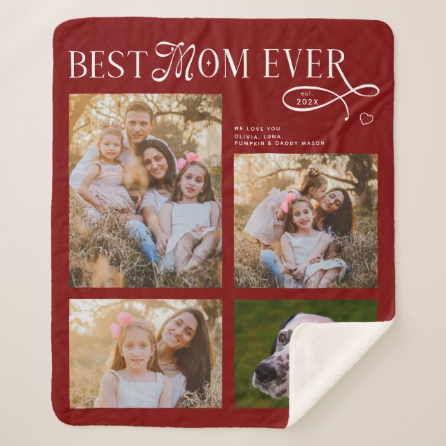 Manta Sherpa Best Mom Ever 4 Photos Heart Mothers Day Gifts (Anverso)