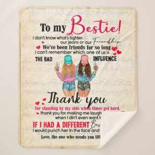 Manta Sherpa Bestias Carta A Mi Bestie Gracias