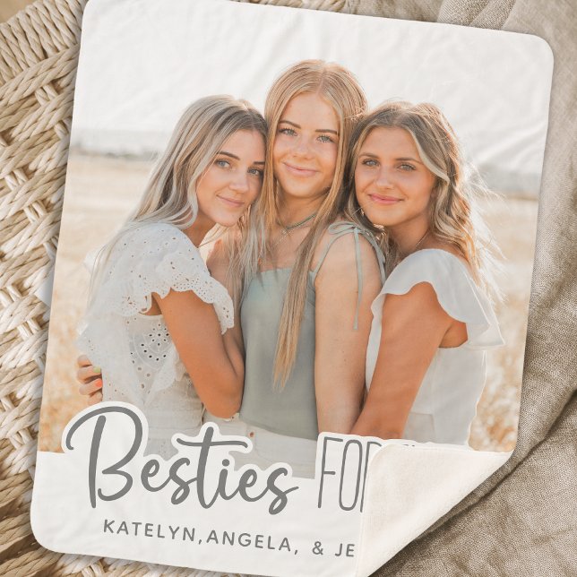 Manta Sherpa Besties para siempre Personalizado moderno Foto me (Subido por el creador)