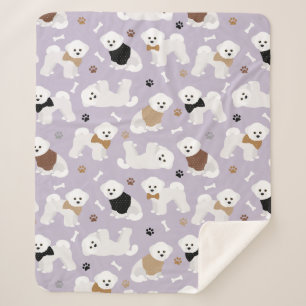 Manta Sherpa Bichon Frise Bones y Paws Purple