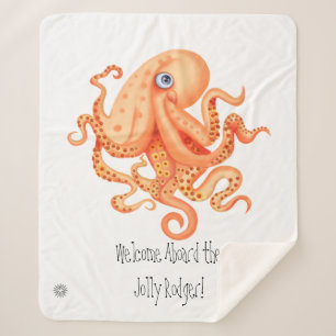 Manta Sherpa Bienvenida a bordo de un lindo pulpo naranja